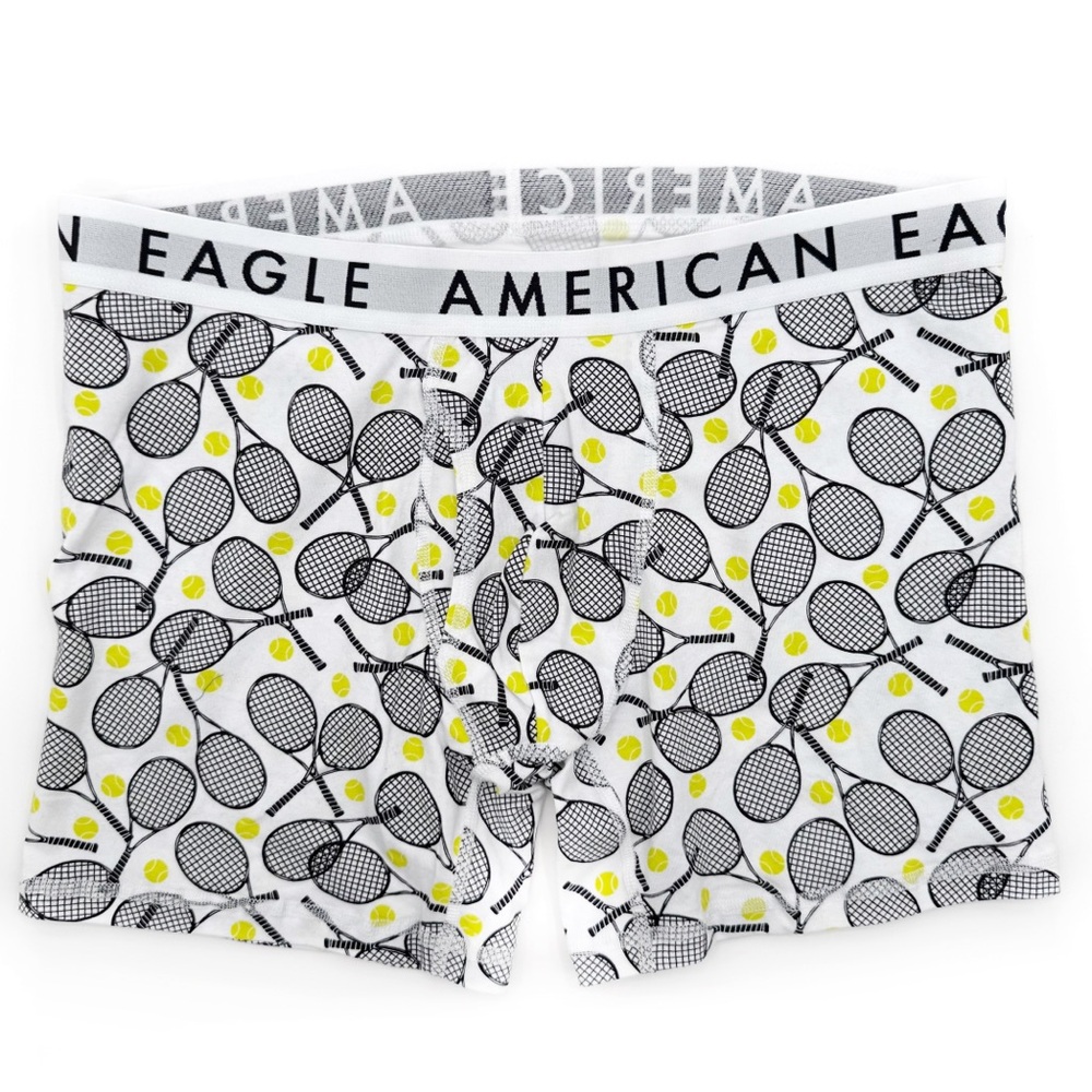 American Eagle Tennis Boxer Briefs Mens XL Underwear White Yellow Black Fun Gift